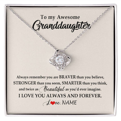 Love Knot Necklace | Personalized To My Awesome Granddaughter Necklace From Grandma Nana I Love You Always And Forever Granddaughter Birthday Customized Gift Box Message Card | siriusteestore