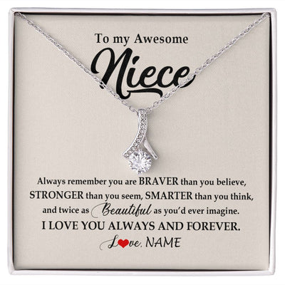 Alluring Beauty Necklace | Personalized To My Awesome Niece Necklace From Aunt Uncle I Love You Always And Forever Niece Jewelry Birthday Christmas Customized Gift Box Message Card | siriusteestore