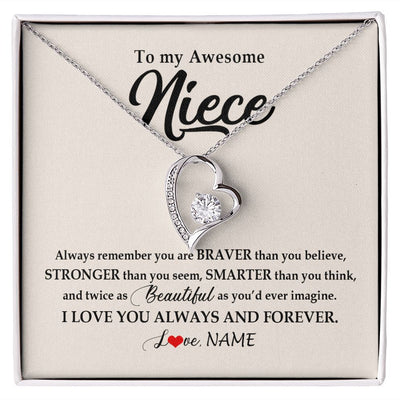 Forever Love Necklace | Personalized To My Awesome Niece Necklace From Aunt Uncle I Love You Always And Forever Niece Jewelry Birthday Christmas Customized Gift Box Message Card | siriusteestore