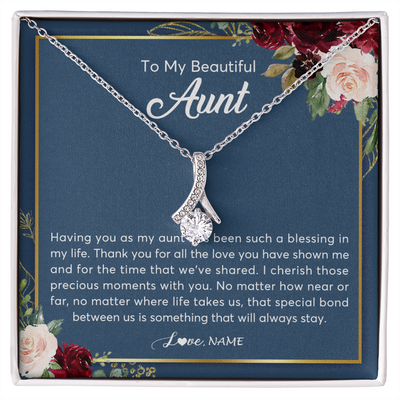 Alluring Beauty Necklace | Personalized To My Beautiful Aunt Necklace From Niece Nephew Thank You For All The Love Aunt Jewelry Birthday Christmas Customized Gift Box Message Card | siriusteestore