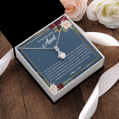 Alluring Beauty Necklace | Personalized To My Beautiful Aunt Necklace From Niece Nephew Thank You For All The Love Aunt Jewelry Birthday Christmas Customized Gift Box Message Card | siriusteestore