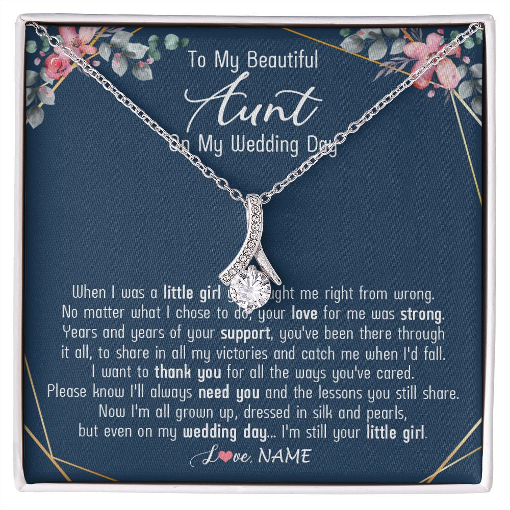 Alluring Beauty Necklace | Personalized To My Beautiful Aunt Necklace From Niece On My Wedding Day Aunt Of The Bride From Niece Aunt Jewelry Customized Gift Box Message Card | siriusteestore