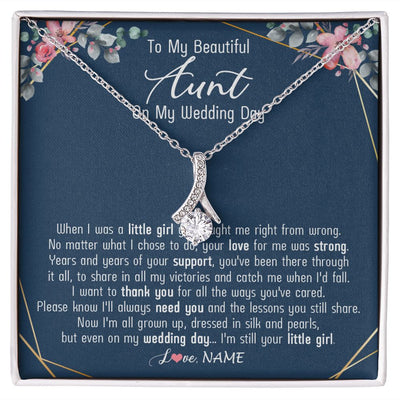 Alluring Beauty Necklace | Personalized To My Beautiful Aunt Necklace From Niece On My Wedding Day Aunt Of The Bride From Niece Aunt Jewelry Customized Gift Box Message Card | siriusteestore