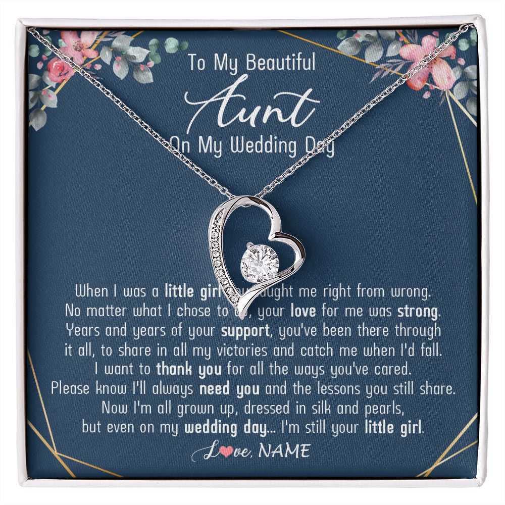Forever Love Necklace | Personalized To My Beautiful Aunt Necklace From Niece On My Wedding Day Aunt Of The Bride From Niece Aunt Jewelry Customized Gift Box Message Card | siriusteestore
