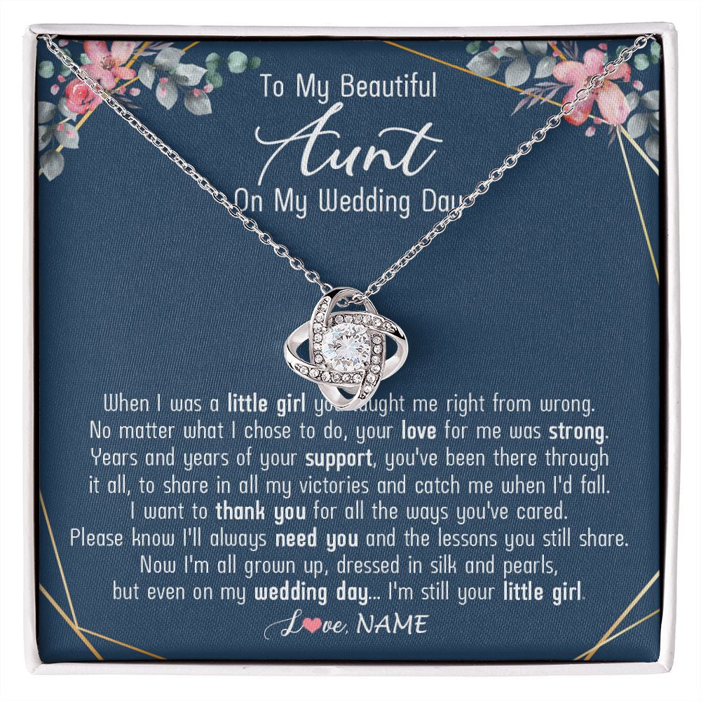 Love Knot Necklace | Personalized To My Beautiful Aunt Necklace From Niece On My Wedding Day Aunt Of The Bride From Niece Aunt Jewelry Customized Gift Box Message Card | siriusteestore