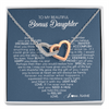 Interlocking Hearts Necklace | Personalized To My Beautiful Bonus Daughter Necklace Need A Hug Just Hold This Stepdaughter Pendant Jewelry Birthday Christmas Customized Gift Box Message Card | siriusteestore
