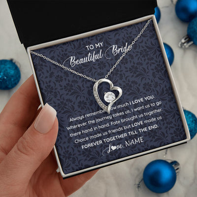 Forever Love Necklace | Personalized To My Beautiful Bride Necklace Groom To Future Wife From Husband On My Wedding Day Customized Gift Box Message Card | siriusteestore
