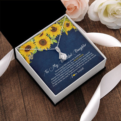 Alluring Beauty Necklace | Personalized To My Beautiful Daughter Necklace From Mom Dad Be A Sunflower My Sunshine Daughter Birthday Christmas Jewelry Customized Gift Box Message Card | siriusteestore