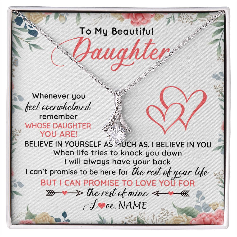 Alluring Beauty Necklace | Personalized To My Beautiful Daughter Necklace From Mom Dad Believe In You Daughter Jewelry Birthday Graduation Christmas Customized Gift Box Message Card | siriusteestore