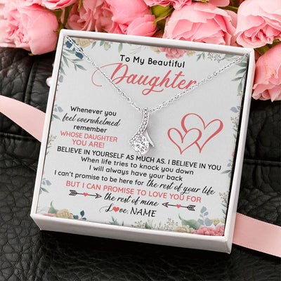 Alluring Beauty Necklace | Personalized To My Beautiful Daughter Necklace From Mom Dad Believe In You Daughter Jewelry Birthday Graduation Christmas Customized Gift Box Message Card | siriusteestore