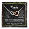 Interlocking Hearts Necklace | Personalized To My Beautiful Fiancee Necklace From Fiance Feel My Love For Her Fiancee Birthday Anniversary Valentines Day Christmas Customized Message Card | siriusteestore