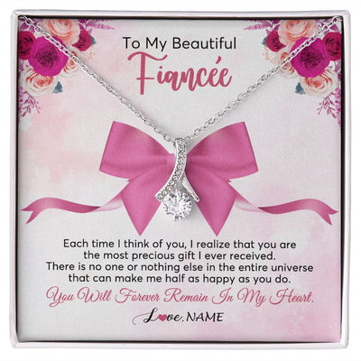 Alluring Beauty Necklace | Personalized To My Beautiful Fiancee Necklace From Fiance Forever In My Heart Fiancee Birthday Valentines Day Christmas Customized Gift Box Message Card | siriusteestore