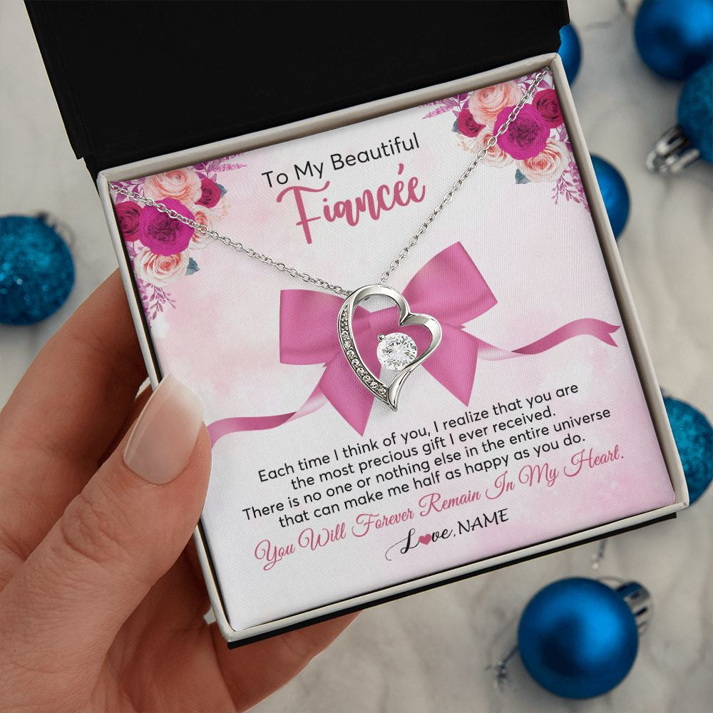 Forever Love Necklace | Personalized To My Beautiful Fiancee Necklace From Fiance Forever In My Heart Fiancee Birthday Valentines Day Christmas Customized Gift Box Message Card | siriusteestore