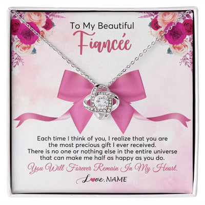 Love Knot Necklace | Personalized To My Beautiful Fiancee Necklace From Fiance Forever In My Heart Fiancee Birthday Valentines Day Christmas Customized Gift Box Message Card | siriusteestore