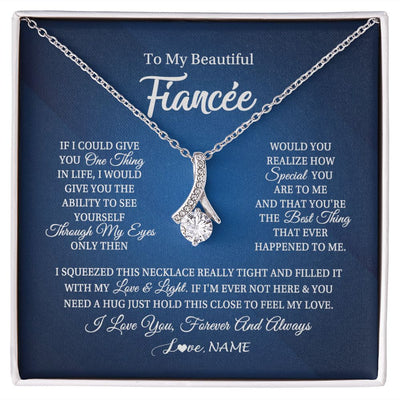Alluring Beauty Necklace | Personalized To My Beautiful Fiancee Necklace From Fiance Hold This Close My Love Fiancee Birthday Valentine Day Christmas Customized Gift Box Message Card | siriusteestore