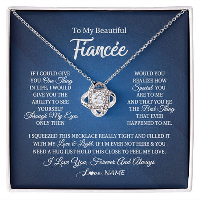 Love Knot Necklace | Personalized To My Beautiful Fiancee Necklace From Fiance Hold This Close My Love Fiancee Birthday Valentine Day Christmas Customized Gift Box Message Card | siriusteestore