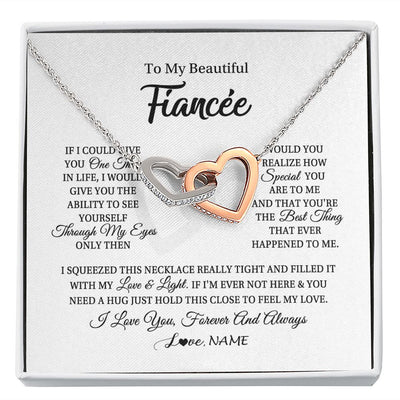 Interlocking Hearts Necklace | Personalized To My Beautiful Fiancee Necklace From Fiance If I Could Give You Fiancee Birthday Anniversary Christmas Jewelry Customized Gift Box Message Card | siriusteestore