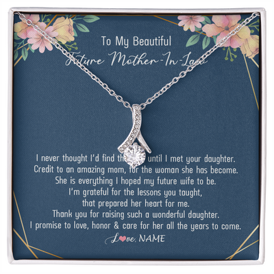 Alluring Beauty Necklace | Personalized To My Beautiful Future Mother In Law Necklace from Son In Law Thank You Mother In Law Jewelry Birthday Wedding Day Customized Box Message Card | siriusteestore