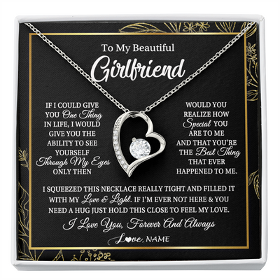 Forever Love Necklace | Personalized To My Beautiful Girlfriend Necklace From Boyfriend Feel My Love For Her Girlfriend Birthday Valentines Day Christmas Customized Message Card | siriusteestore