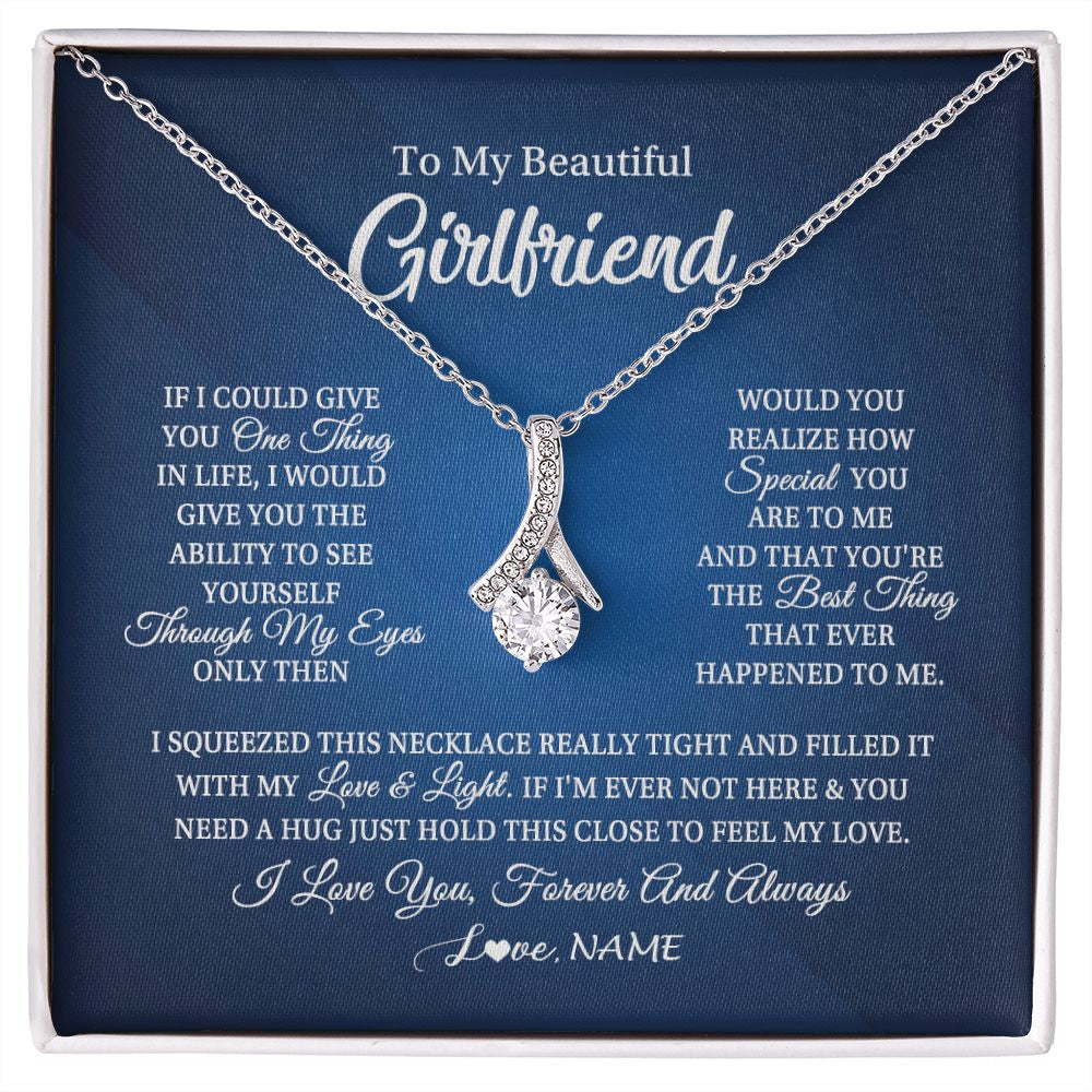 Alluring Beauty Necklace | Personalized To My Beautiful Girlfriend Necklace From Boyfriend Hold This Close My Love Girlfriend Birthday Christmas Customized Gift Box Message Card | siriusteestore