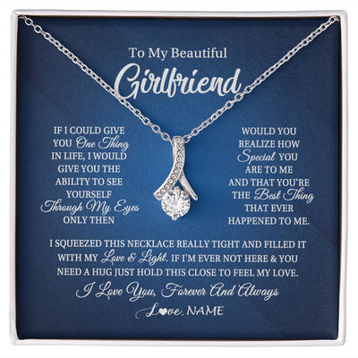 Alluring Beauty Necklace | Personalized To My Beautiful Girlfriend Necklace From Boyfriend Hold This Close My Love Girlfriend Birthday Christmas Customized Gift Box Message Card | siriusteestore