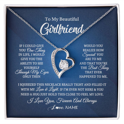 Forever Love Necklace | Personalized To My Beautiful Girlfriend Necklace From Boyfriend Hold This Close My Love Girlfriend Birthday Christmas Customized Gift Box Message Card | siriusteestore