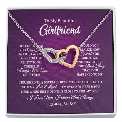 Interlocking Hearts Necklace | Personalized To My Beautiful Girlfriend Necklace From Boyfriend I Love You Wife Birthday Valentines Day Christmas Jewelry Customized Gift Box Message Card | siriusteestore