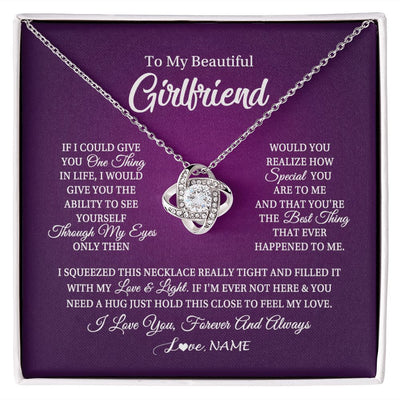 Love Knot Necklace | Personalized To My Beautiful Girlfriend Necklace From Boyfriend I Love You Wife Birthday Valentines Day Christmas Jewelry Customized Gift Box Message Card | siriusteestore