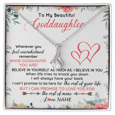 Alluring Beauty Necklace | Personalized To My Beautiful Goddaughter Necklace From Aunt Believe In You Goddaughter Birthday Graduation Christmas Jewelry Customized Gift Box Message Card | siriusteestore