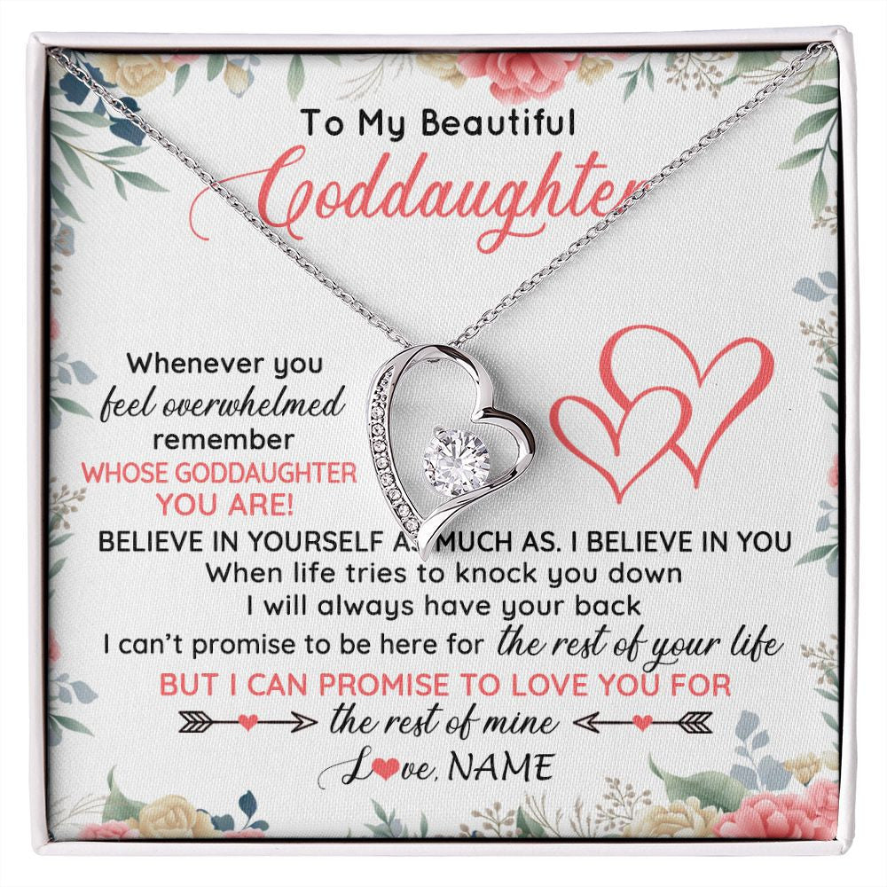 Forever Love Necklace | Personalized To My Beautiful Goddaughter Necklace From Aunt Believe In You Goddaughter Birthday Graduation Christmas Jewelry Customized Gift Box Message Card | siriusteestore