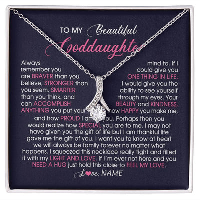 Alluring Beauty Necklace | Personalized To My Beautiful Goddaughter Necklace From Godmother Feel My Love Goddaughter Birthday Graduation Christmas Customized Gift Box Message Card | siriusteestore