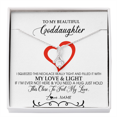 Alluring Beauty Necklace | Personalized To My Beautiful Goddaughter Necklace From Godmother Filled With My Love and Light Goddaughter Jewelry Birthday Christmas Customized Message Card | siriusteestore