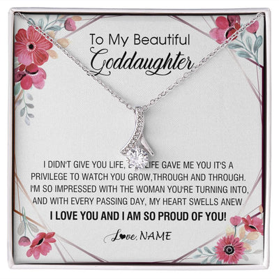 Alluring Beauty Necklace | Personalized To My Beautiful Goddaughter Necklace from Godmother Life Gave Me You Goddaughter Birthday Graduation Christmas Customized Gift Box Message Card | siriusteestore