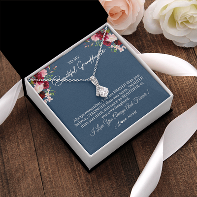 Alluring Beauty Necklace | Personalized To My Beautiful Granddaughter Necklace From Grandma Braver Stronger Smarter Granddaughter Jewelry Birthday Christmas Customized Message Card | siriusteestore