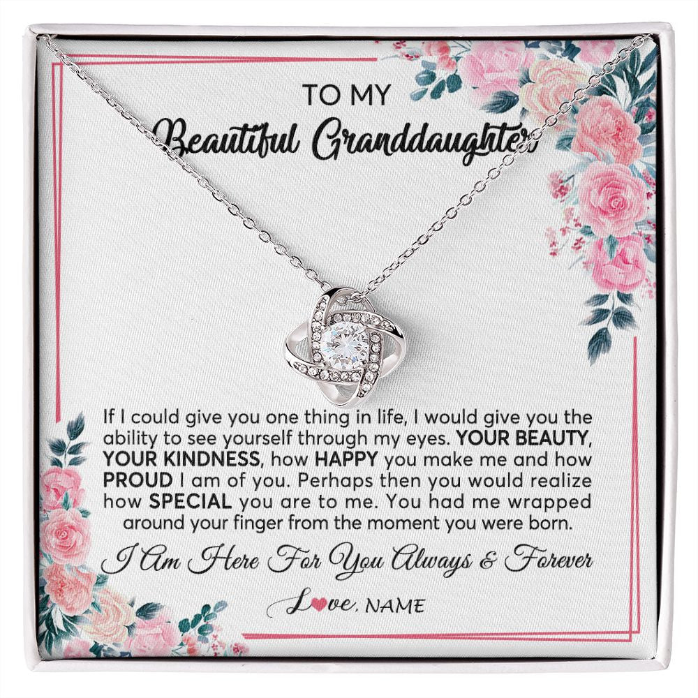Love Knot Necklace | Personalized To My Beautiful Granddaughter Necklace From Grandma I Am Here For You Floral Granddaughter Birthday Christmas Customized Gift Box Message Card | siriusteestore