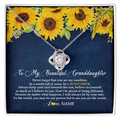 Love Knot Necklace | Personalized To My Beautiful Granddaughter Necklace From Grandma Nana Be A Sunflower My Sunshine Granddaughter Birthday Customized Gift Box Message Card | siriusteestore