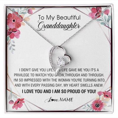 Forever Love Necklace | Personalized To My Beautiful Granddaughter Necklace from Grandma Life Gave Me You Granddaughter Birthday Graduation Christmas Customized Gift Box Message Card | siriusteestore
