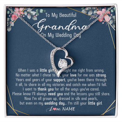 Forever Love Necklace | Personalized To My Beautiful Grandma Necklace From Granddaughter On My Wedding Day Grandma Of The Bride From Granddaughter Customized Gift Box Message Card | siriusteestore