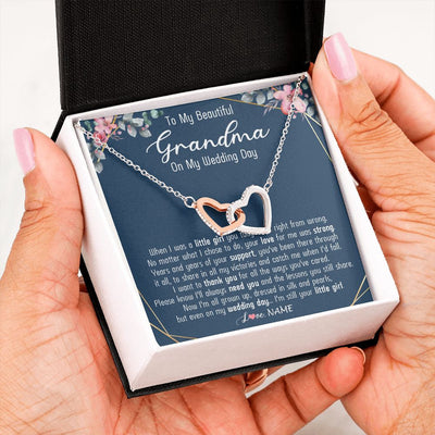 Interlocking Hearts Necklace | Personalized To My Beautiful Grandma Necklace From Granddaughter On My Wedding Day Grandma Of The Bride From Granddaughter Customized Gift Box Message Card | siriusteestore