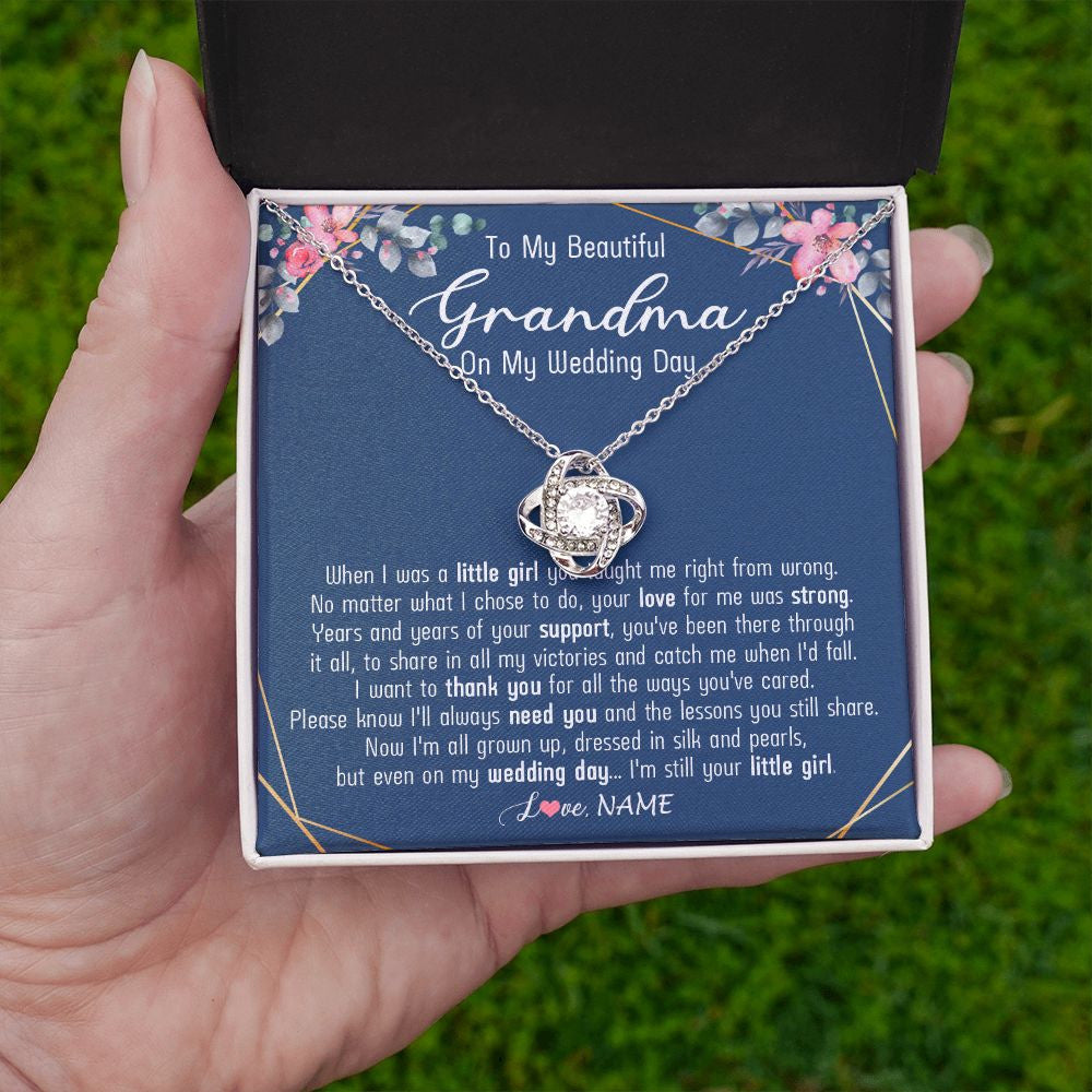 Love Knot Necklace | Personalized To My Beautiful Grandma Necklace From Granddaughter On My Wedding Day Grandma Of The Bride From Granddaughter Customized Gift Box Message Card | siriusteestore