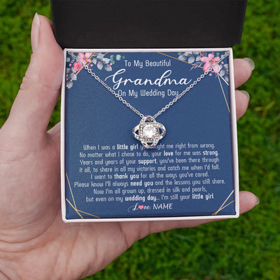 Love Knot Necklace | Personalized To My Beautiful Grandma Necklace From Granddaughter On My Wedding Day Grandma Of The Bride From Granddaughter Customized Gift Box Message Card | siriusteestore