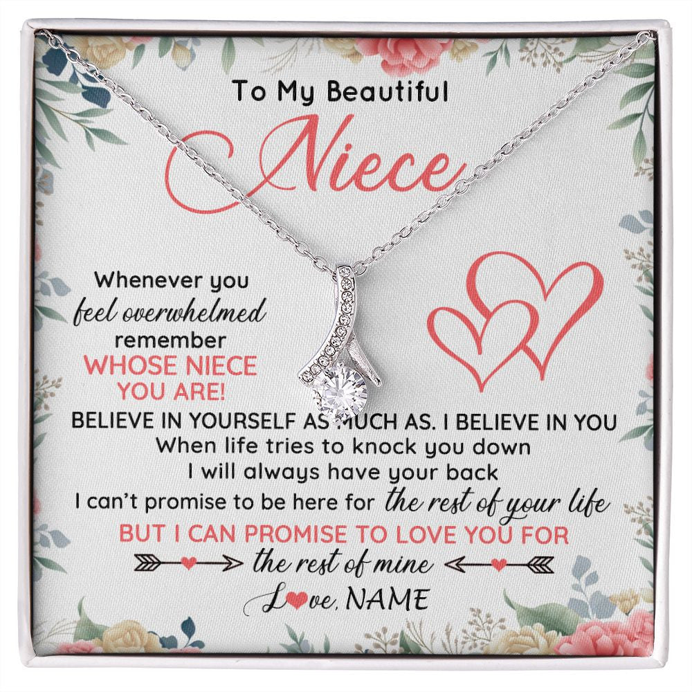 Alluring Beauty Necklace | Personalized To My Beautiful Niece Necklace From Aunt Uncle Auntie Believe In You Niece Birthday Graduation Christmas Jewelry Customized Gift Box Message Card | siriusteestore