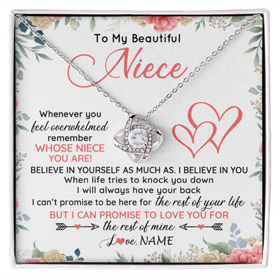 Love Knot Necklace | Personalized To My Beautiful Niece Necklace From Aunt Uncle Auntie Believe In You Niece Birthday Graduation Christmas Jewelry Customized Gift Box Message Card | siriusteestore