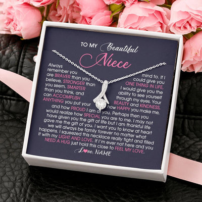 Alluring Beauty Necklace | Personalized To My Beautiful Niece Necklace From Aunt Uncle Auntie Feel My Love Niece Birthday Christmas Graduation Jewelry Customized Gift Box Message Card | siriusteestore