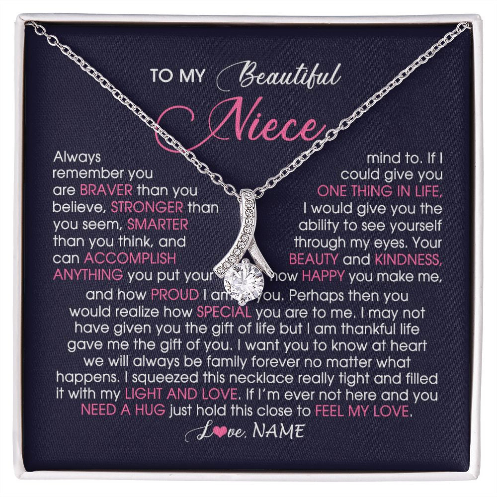 Alluring Beauty Necklace | Personalized To My Beautiful Niece Necklace From Aunt Uncle Auntie Feel My Love Niece Birthday Christmas Graduation Jewelry Customized Gift Box Message Card | siriusteestore