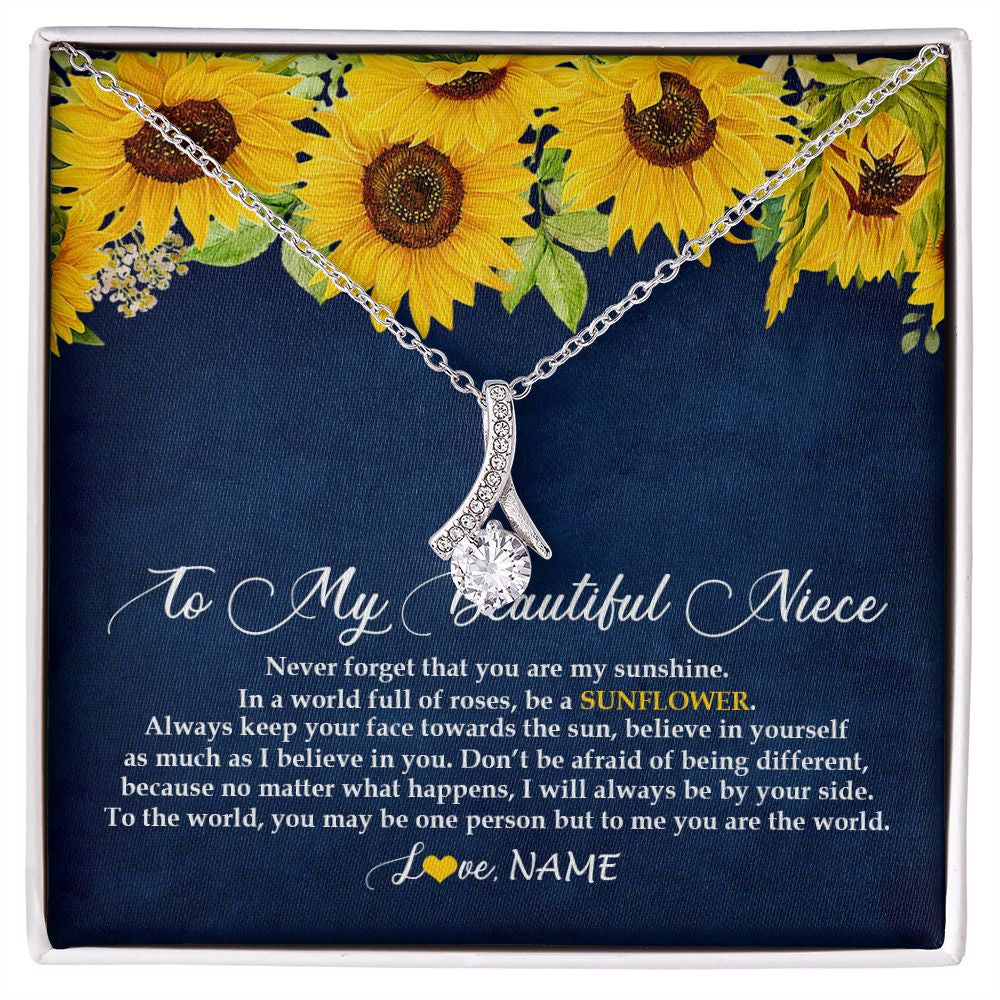 Alluring Beauty Necklace | Personalized To My Beautiful Niece Necklace From Aunt Uncle Be A Sunflower My Sunshine Niece Jewelry Birthday Christmas Customized Gift Box Message Card | siriusteestore