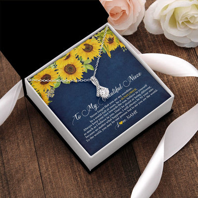 Alluring Beauty Necklace | Personalized To My Beautiful Niece Necklace From Aunt Uncle Be A Sunflower My Sunshine Niece Jewelry Birthday Christmas Customized Gift Box Message Card | siriusteestore