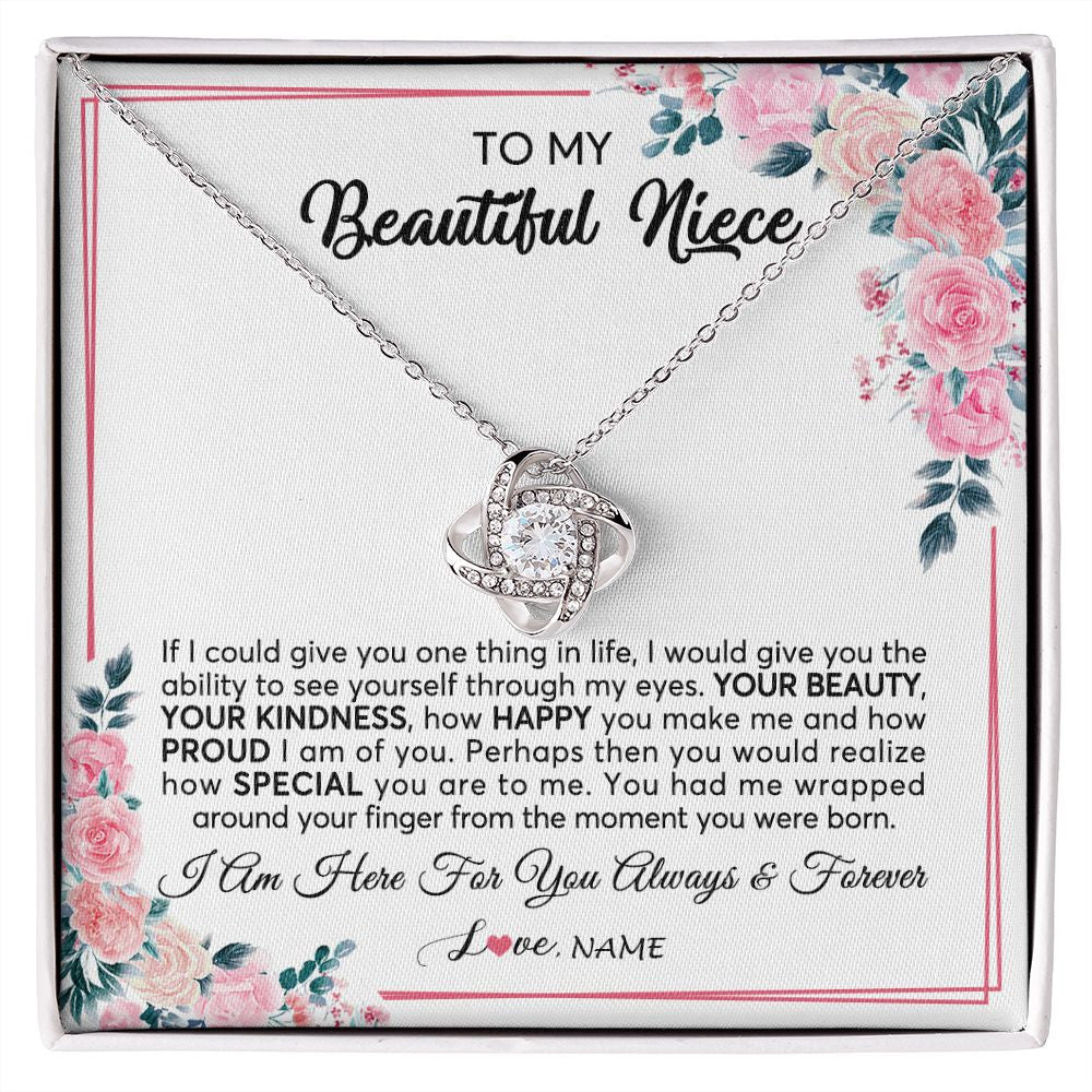 Love Knot Necklace | Personalized To My Beautiful Niece Necklace From Aunt Uncle I Am Here For You Floral Niece Jewelry Pendant Birthday Christmas Customized Message Card | siriusteestore