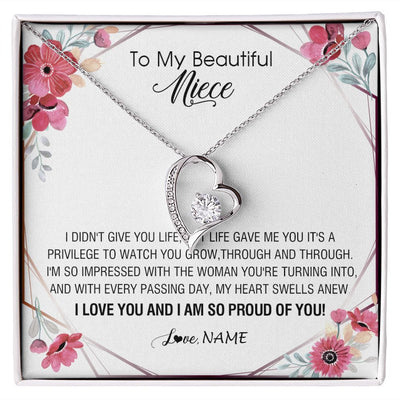 Forever Love Necklace | Personalized To My Beautiful Niece Necklace from Aunt Auntie Life Gave Me You Niece Birthday Thanksgiving Graduation Christmas Customized Gift Box Message Card | siriusteestore