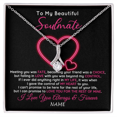 Alluring Beauty Necklace | Personalized To My Beautiful Soulmate Necklace From Husband Falling In Love Wife Birthday Valentines Day Christmas Jewelry Customized Gift Box Message Card | siriusteestore